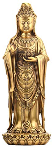 GRFIT Buddha-Statue Guanyin-Statue Messing Stehender weiblicher Buddha Skulptur Buddhist Feng Shui Produkte Dekor Feng Shui Dekoration (Size : 10x28cm)