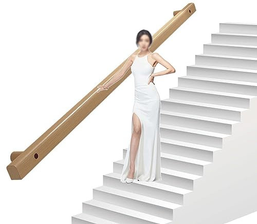 SRHIMEOS Handlauf füR Treppen Innen, Wandhandlauf Holz, Treppenhandlauf, Rutschfester Handlauf, für Treppenhaus, Garten, Hauseingang, Gang Handläufe (200cm)