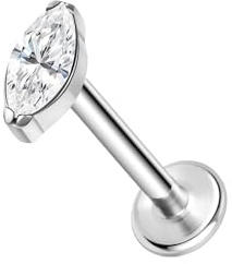 ZS ASTM F136 Titan 16G 8mm Piercing Schmuck für Knorpel Conch Tragus Helix Lippe Labret Ohr – Hypoallergen Innengewinde Flache Rücken Ohrringe Ohrstecker (#41 Weiß)