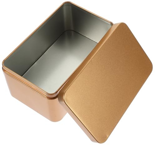 AOKWAWALIY Boîte étui de rangement en fer blanc boite rectangulaire metal décor d'or bonbons de Noël récipient de stockage de feuilles de thé organisateur de maison café décorer menthe Bougie