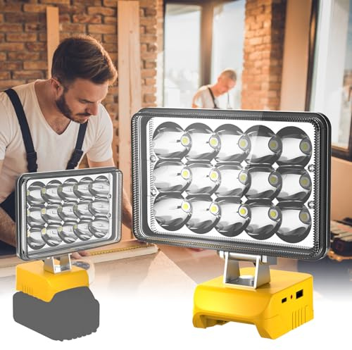 T-SUN 20000LM Super Brillante Foco de Trabajo LED Compatible con Dewalt Batería, 80W Luces de Trabajo Portátiles Recargables con 3 Modos Foco LED Recargable para Camping, Emergencia (Sin Batería)