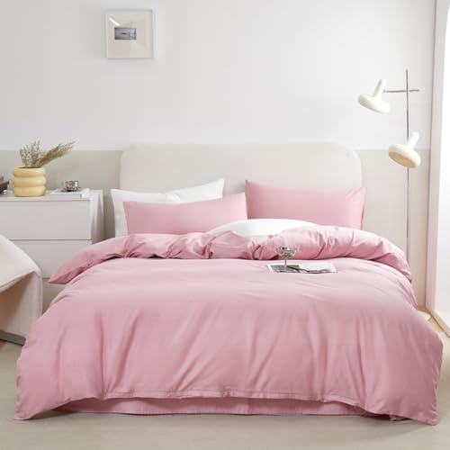 LSZHBSL Housse de Couette(200x230cm Rose) Housse de Couette - Coton - Linge de Lit pour Maison - Doux et Confortable