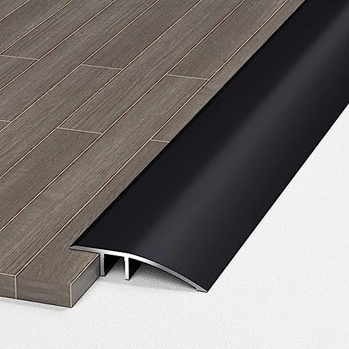 GLJTUO Aluminium-Bodenbelag-Übergangs-Schwellenleiste, 90 cm Lange Teppich- Und Bodenkanten-Zierleisten Für Türen, Metall-Abdeckleisten Von Holz Zu Fliesen (Schwarz)