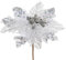 Arborus 6PCS Artificial Flowers Christmas Glitter Poinsettia 11.4 Artificial Large Christmas Flowers Xmas Tree Decorations Silver Poinsettia Christmas Decorations for Xmas Garland Wreath DIY Decor
