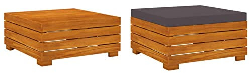 LAPOOH Gartentisch und Hocker mit Kissen, Gartenmöbel Set, Sitzgarnitur Garten, Garnitur, Balkon Möbel Set, Garten Möbelsets, Massivholz Akazie