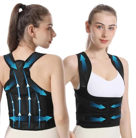 ABERE Rücken Geradehalter - Rückenstützgürtel - Haltungskorrektur Rücken Damen, Atmungsaktive und Verstellbare Haltung Korrektur Gurt, Back Posture Corrector - Gerade Haltungstrainer Schwarz