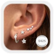 JeweBella 3 Paia Set Orecchini Donna Argento 925 Oro Placcato 14K Orecchini Anallergici Donna Piccoli Orecchini a Bottone Impilabili Orecchini a Lobo Orecchini a Cerchio Set per Piercing Multipli