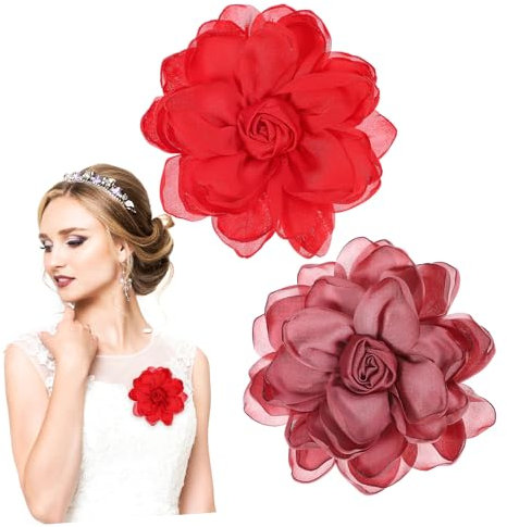 COSMEVIVI 2stücke Blumenbrosche Stoffblume Für Kleider Blumenoptik Fein Schön Hauch Weiblichkeit Damenbrosche Blumenbrosche Blumennadel Brosche Ansteckblume Dekoration Geschenk Freundinnen h
