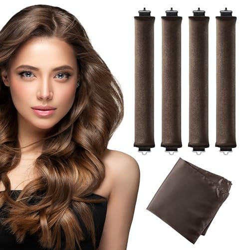 Seritant Heatless Curls Overnight with Satin Head Scarf, Velvet Hair Rollers for Blowout Look, No Heat Curling Rod for Long Thick Hair, Soft Sleep In Flexi Rods