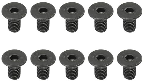 PATIKIL M10 x 20mm Viti a Testa Piatta con Esagono Incassato 10 Pezzi Bulloni a Testa Svasata in Acciaio al Carbonio Medio Viti Testa Esagonale Filettatura Completa Ossido Nero Grado 10,9
