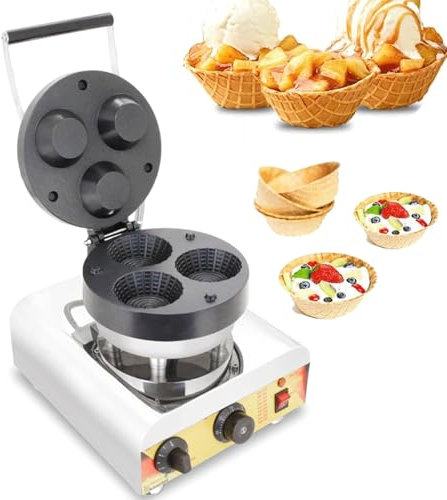 1600W Commercial Waffle Cone Maker, Non-Stick Electric Crispy Egg Roll Maker with 50°C to 300°C Adjustable Temperature, Biscuit Ice Waffle Cone Machine for Restaurant Dessert Shop