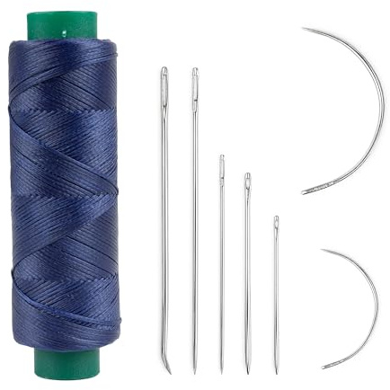 Shelver Waxed Thread with 7 piece Repair Needle Set, Strong Thread for Leather, Upholstery, Shoe, Bag, Sewing of Heavy Fabrics