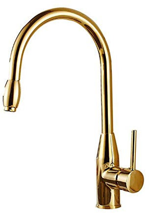 WaQiH Kitchen Tap Pull Out Kitchen Tap Golden Kitchen Mixer Tap 360° Rotating Hot and Cold Kitchen Faucet Mixer Tap for Kitchen Sink Kitchen Taps