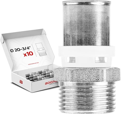 BOOPARTS – 10 Stück Pressfitting Muffe 20x2 mm x 3/4 Zoll Außengewinde TH Kontur | Übergangsfitting für Mehrschichtverbundrohr