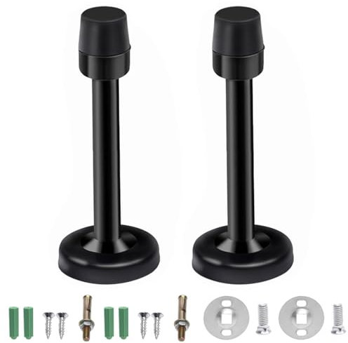 2 tope para puerta de pared, montaje en pared, tope de puerta de acero inoxidable con goma