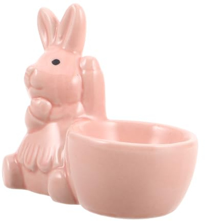 SOIMISS Coquetier Céramique Lapin Rose Mini Taille Compacte Multifonction pour Garçon Et Filles Bureau Salon Décoration De Pâques Poupée Lapin Porte-œufs Design Européen