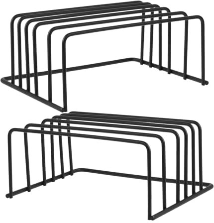 UTHCLO 2 Stücke Topfdeckelhalter küchenzubehör metallständer büro organizer Backblech Aufbewahrung faltbar Schalter für Geschirr stehen Topfdeckel-Organizer für den Schrank Eisen Black