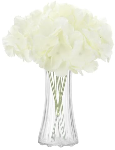 sourcing map 10pcs Artificial Hydrangea Flowers 16 Silk Real Touch Faux Hydrangea Flower Bouquets Large Lifelike for Home Kitchen Party Wedding Decor, White