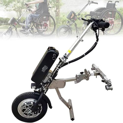 Kit de conversión de silla de ruedas eléctrica, motor de 500 W con ajuste de 3 velocidades, resistencia de 70 km, batería de litio de 48 V y 17 Ah, mejora la movilidad para usuarios discapacitados