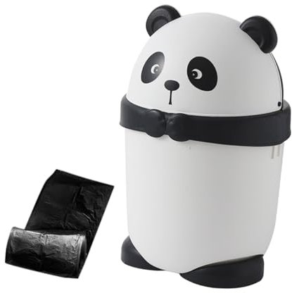 Toyvian Papelera De Oficina Con Forma De Panda De Dibujos Animados Cubo De Basura Con Tapa Para Cocina Baño o Dormitorio Contenedor De Residuos Kawaii