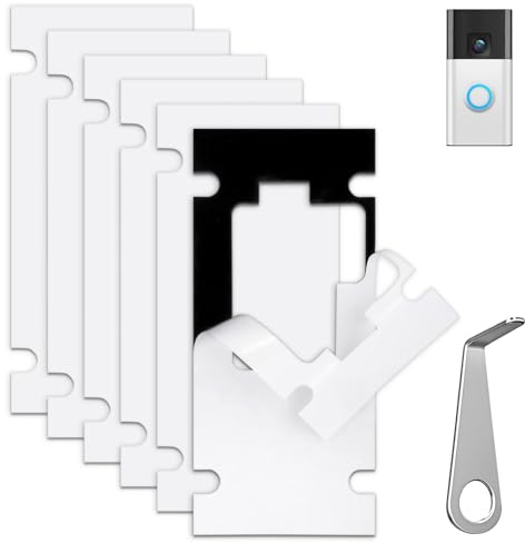 Vicloon 6 Stück Doorbell Halterung Klebepads Doppelseitig Kompatibel mit Ring Akku-Videotürklingel, Kein Bohren, Starke Bindung, Bietet Starken Halt auf Glatten Oberflächen, mit Schlüssel