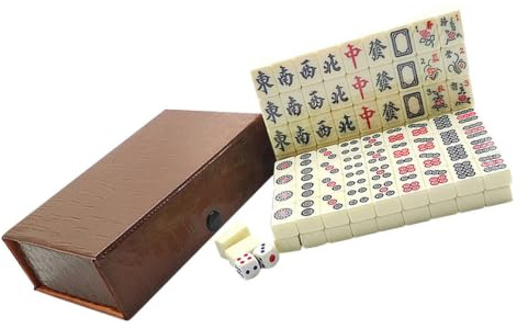 WEKAMOS Tragbares Kleiner Mahjong Trainiert Hand Auge Koordination mit Würfeln aus Acryl Spielset Mahjong Leicht zu Reinigen Zufällige Farbe für Reisen und Zug