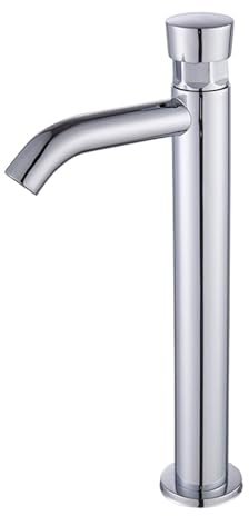 Mitigeur Salle de Bain Haut chromé Robinet Lave Main Eau Froide Poignée Temporisée Mitigeur pour Vasque à Poser laiton,Chromé