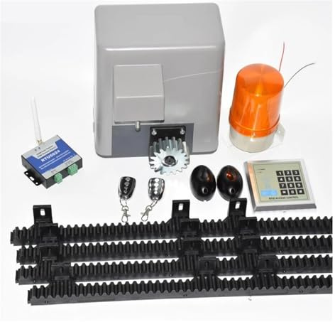 Gate Opener Kit, Electrical Automatic Sliding Gate Door Opener Motor 600kg 4 Keyfobs 5m/6m Racks 1 Keypad Lamp Sensor(Kit 3)