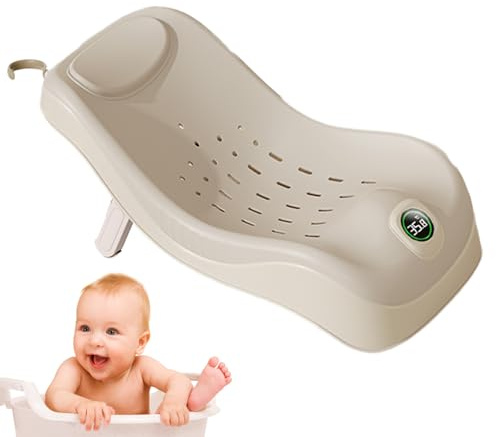Badstol – halkskydd badkarsstöd, mjuk ergonomisk badstol med smart temperatursensor, bekväm bågdesign för duschtillbehör för pojkar och flickor, 22,5 x 55 x 29 cm