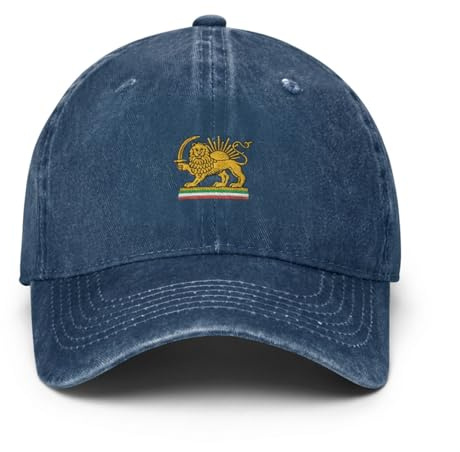 Giwnuq Irans flagga hatt, unisex justerbar lastbilschaufför hatt med lejon och soldesign, lätt andningsbar keps för utomhusentusiaster, resor, pendlare och, Marinblå, 55
