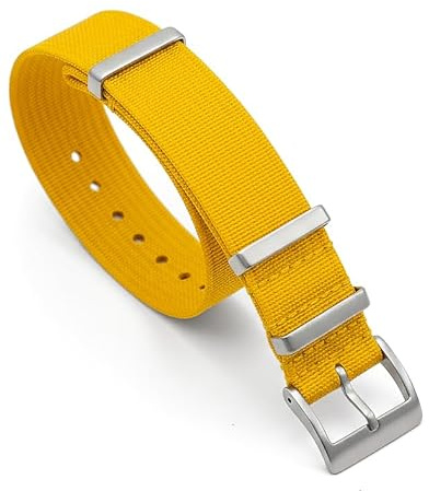 Cinturino per orologio in nylon militare a costine, 20 mm, 22 mm, nero, blu, grigio, rosso, arancione, giallo, kaki, verde, tessuto increspato, cinturino colorato a doppio passaggio, fibbia e raccordi