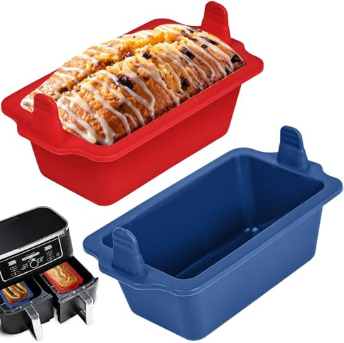 Airfryer Brotbackform Klein für Heißluftfritteuse Silikonform 2 Stück | 14.5 x 8.3 x h5.5 cm Air Fryer Silikon Kastenform Airfryer Backform Mini Kuchenform Rechteckig für Brot, Kasten, Kuchen