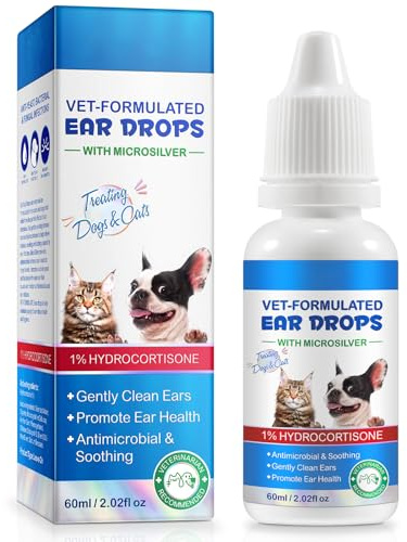 WooJianfong Cats & Dog Ear Cleaner Drops 60ml – Gentle Ear Solution for Dogs & Cats, Helps Maintain Clean & Healthy Ears