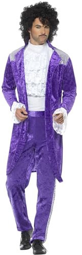 Smiffys 80s Musician Costume, Purple, M - Size 38 inch-40 inch