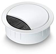 Eisnhauer Kabeldose Edelstahl weiß lackiert 60 mm, für mehrere Kabel geeignet, Bürstendichtung und Abnehmbarer Deckel, Höhe ca. 21 mm