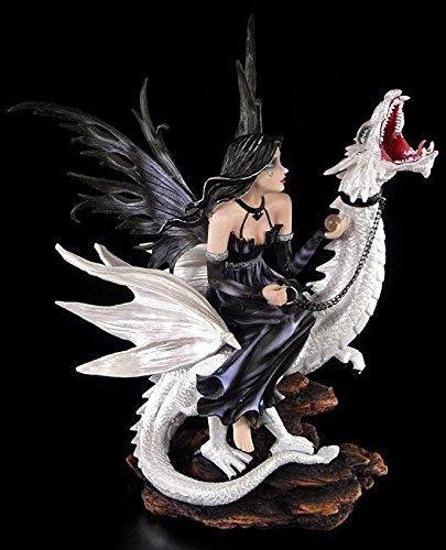 Gran Figura de dragón con Gothic – Marfil Imperium rama Yana – Marfil Figura Figura de dragón de hadas Fairy Decoración
