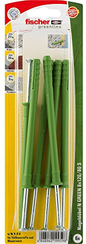 Fischer Nageldübel N Green 8x120/80 S K, 6 x Nagelschraube 5 x 125 Z, vormontiert, 524835