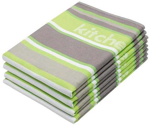 ZOLLNER 4er Set Geschirrtücher Baumwolle in 50x70 cm - saugstarke und langlebige Küchentücher - waschbar bis 60°C – in grün gestreift - Gastronomiequalität - Oeko Tex® Zertifiziert