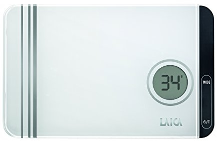 Laica KS1301 Bilancia da Cucina Elettronica, Vetro Temperato con Finitura Specchiata , Tasti Touch Sensor, 5 kg