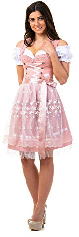 Trachtl.de Dirndl Traditionell klänning för kvinnor Sarah IN ROSA 3:e delar, ROSA, 40