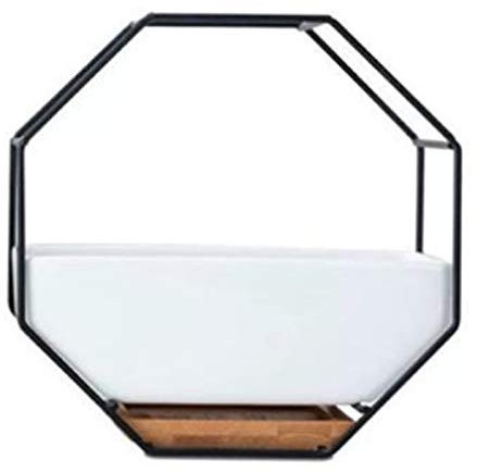 Koomiao Wandvasen Deko Blumenvase Wand Keramik/Metall / Bambus Pflanzentopf Übertopf für Zimmerpflanzen Sukkulenten Luftpflanzen Kakteen Kunstpflanzen und Mehr (Schwarz)