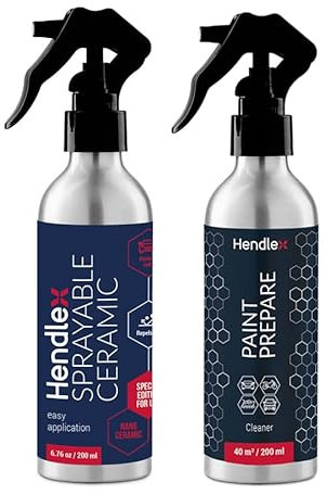 Hendlex Cera Auto con Nanotecnologia Auto – Set Cera per Auto 200ml con Preparazione Vernice, Trattamento Nano Ceramico e Panno in Microfibra per Protezione Carrozzeria
