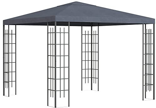 Outsunny Gartenpavillon 2,95 x 2,95 m Pavillon Gartenzelt Festzelt Partyzelt Stahl Polyester Grau