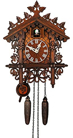 Schwarzwald Orologio a cucù, in legno Coo Coo, orologio decorativo con pendolo e funzione Chiming per orologi da parete perfetti per la casa, il soggiorno (antico)