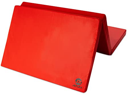 Jeflex - rote klappbare Weichbodenmatte & Turnmatte 210 x 100 x 8 cm MADE IN GERMANY/faltbare Gymnastikmatte/platzsparende Fitnessmatte & faltbare Yogamatte/dicke Sportmatte für Kinderzimmer