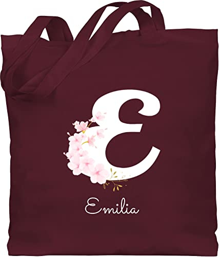 Baumwolltasche - Initialen - Personalisierte Geschenke mit Buchstaben Mädchen Geschenkideen mit Namen Frauen - Unisize - Bordeauxrot - stofftasche wechselwäsche beutel kita anfangsbuchstabe