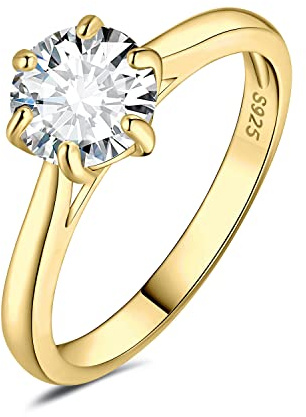 JewelryPalace 0.5ct 1ct 1.5ct Rund Moissanite Solitär Promise Ring Damen, Schmuck Set, Verlobungsring Damenring Silber 925 mit Stein Frauen, Simulierte Diamant Eheringe Silberringe Rosegold Gold