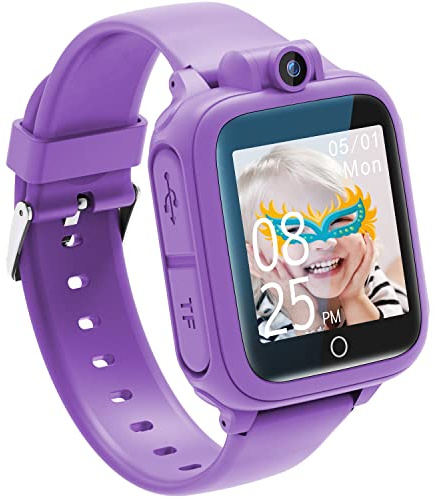 Awatty Montre Intelligente, Jouet Enfant 3 4 5 6 7 8 9 10 11 12 Ans, Caméra Rotative à 90°, 14 Jeux, Montre Connectée Garçon, Jeux Cadeaux Grands Fille Garçon