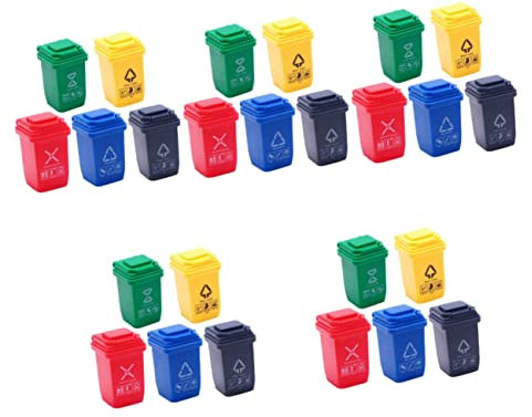 Toyvian 25 Stück Bordsteinkante Sortieren Sandspielzeug Möbelmodelle Puppeneimer Mülldekoration Dosen Modell Müllhaus Simulation Kunststoff Miniatur Müll Tisch Klassifizierung
