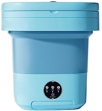 Irishom Mini Lavatrice Portatile da 8 Litri con sterilizzazione UV Asciugatrice Pieghevole con cestello di Scarico Tubo di Scarico per Custodia da Viaggio, Blu